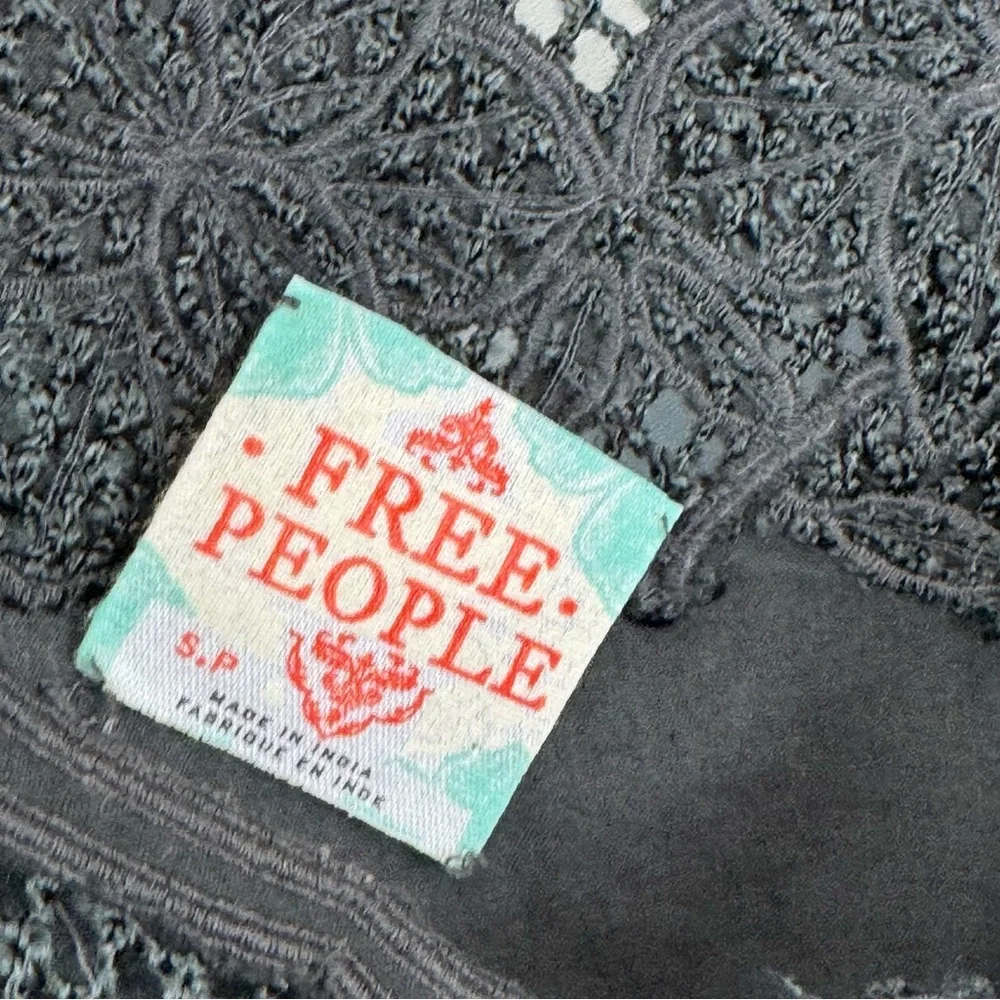 Free People Woven Lace Beaded Dress Dark Gray/Green Women's Sz. Small
